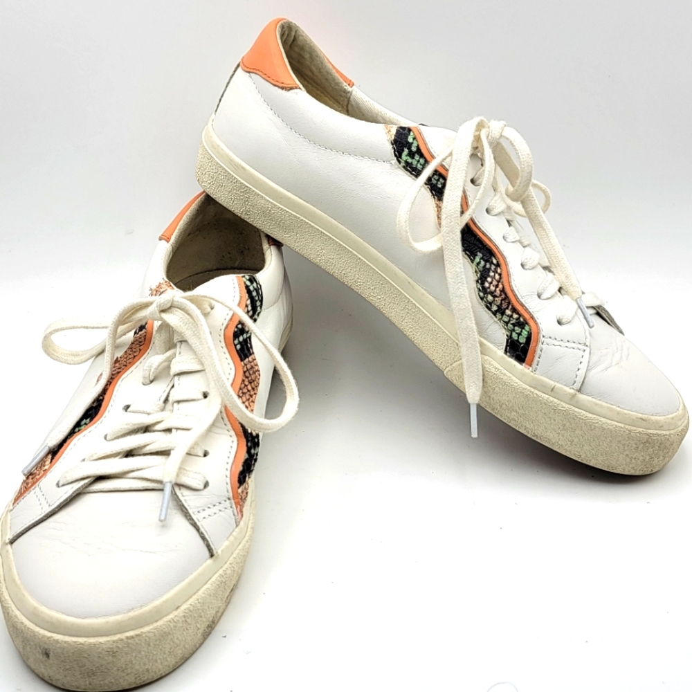 Madewell Stylish White and Orange Women's Sneakers SIZE W-9.5; M-8.  #1500‎